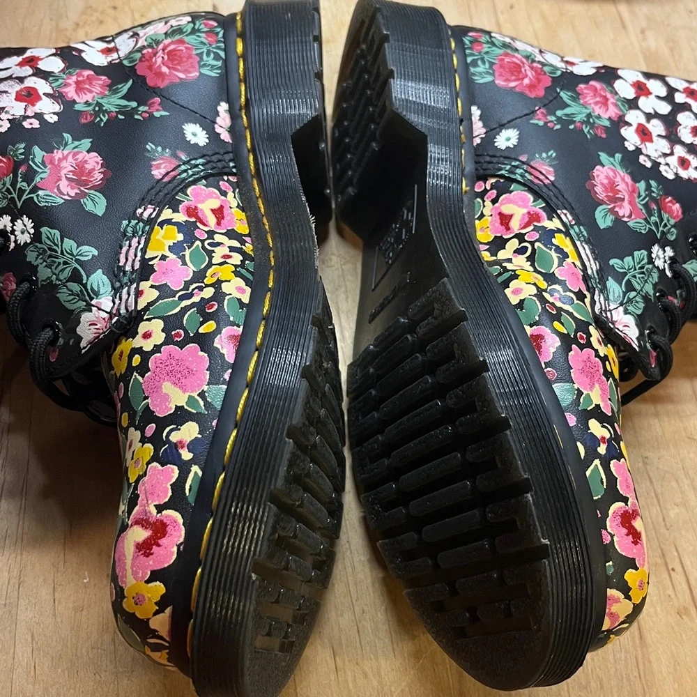 Dr.Martens 1460 Pascal 90's Retro Style Floral/Leather Mash Up Boots - Picture 10 of 17